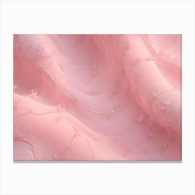 Abstract Background With Smooth, Flowing Waves Of Pink Fabric And Delicate Floral Patterns Canvas Print