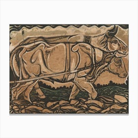 Design For Painting Heidemaatschappij In Arnhem Two Draft Oxen (1913), Richard Roland Holst Canvas Print