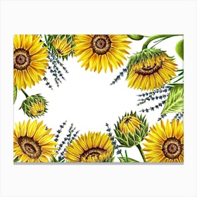 Sunflowers And Lavender Frame Canvas Print