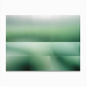 A Blurred And Abstract Image Of Green Tones, Divided Into Squares, Creating A Sense Of Depth And Movement Canvas Print