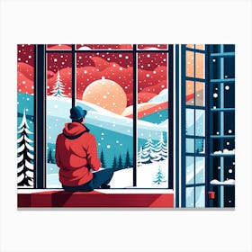 Christmas Window 3 vector art Canvas Print