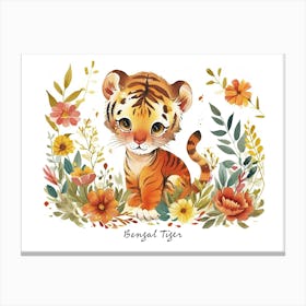 Little Floral Bengal Tiger 4 Poster Canvas Print