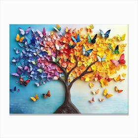 Colorful Tree with Vivid Leaves as Backdrop for Butterfly Tree Artwork Canvas Print