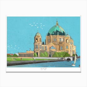 Berlin Germany Travel Art Print, Berlin Art Print, Berliner Dom Berlin Cathedral Retro Inspired Fine Art, Germany Artwork, Germany Gifts Canvas Print