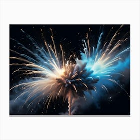 A Spectacular Fireworks Display With A Large, Colorful Explosion Of Light And Smoke Canvas Print