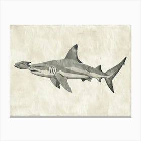 Hammerhead Shark Grey Silhouette 11 Canvas Print