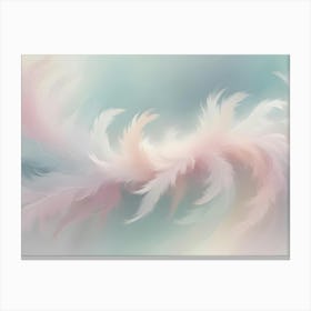 A Soft, Ethereal Background Of Overlapping Feathers In Shades Of Pink, White, And Peach Against A Light Blue Backdrop 2 Canvas Print