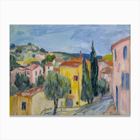 Hilltop Haven Painting Inspired By Paul Cezanne Canvas Print