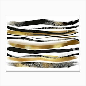 Gold And Black Brush Strokes 33 Canvas Print