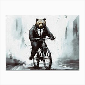 Bear Riding A Bike Canvas Print