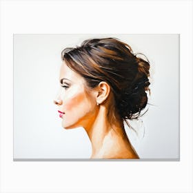 Side Profile Of Beautiful Woman Oil Painting 51 Canvas Print