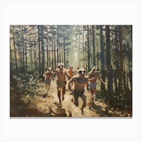 Men Running Redwoods 3 Fy H Canvas Print