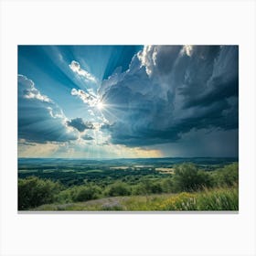 A Landscape Composition During Spring Transformation Into Summer Cumulus Clouds Dominating The High Canvas Print