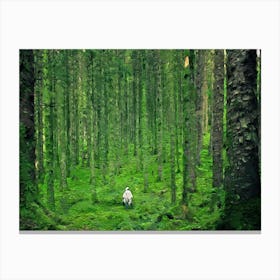 Lonely Traveler In The Dense Forest Oil Painting Landscape Canvas Print