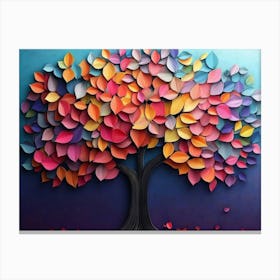 Colorful Tree With Multicolor Leaves 1 Canvas Print