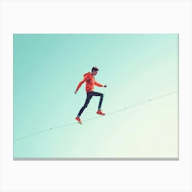 Man Walking On A Tightrope Canvas Print