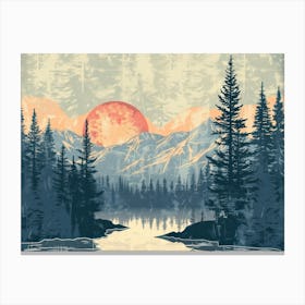 Retro Landscape Illustration 9 Canvas Print