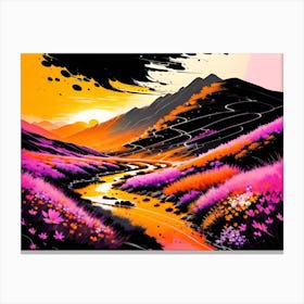 Sunset In The Mountains Canvas Print