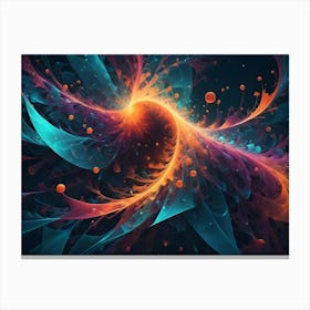 An Abstract, Colorful Explosion Of Shapes And Particles Against A Dark Background, Resembling A Cosmic Event Canvas Print