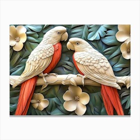 Beautiful Parrot 3d Relief Art 1 Canvas Print