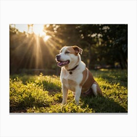 Dog Sitting In The Sun Canvas Print