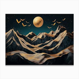 Full Moon Over Mountains Landscape Toile