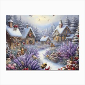 Lavender Christmas Ephemera Oil Paintings 7 Canvas Print