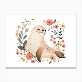 Little Floral Harp Seal 1 Canvas Print