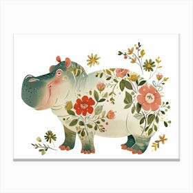 Little Floral Hippopotamus 3 Canvas Print