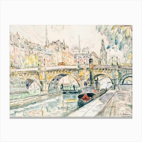 Tugboat At The Pont Neuf, Paris (1923), Paul Signac Canvas Print