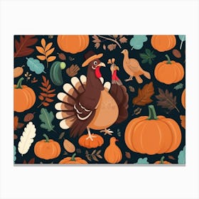 Default Happy Thanksgiving Day Vector Illustration With Turkey 0 Canvas Print