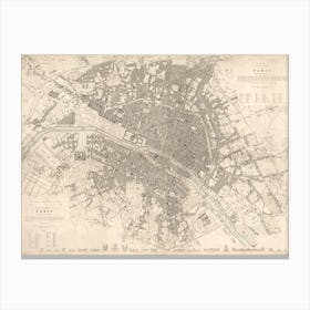 Eastern Division Of Paris Containing The Quartiers (1834) Canvas Print