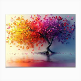 Elegant Colorful Tree With Vibrant Leaves Hanging Branches 20 Canvas Print