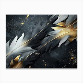 Black And Gold Feathers Canvas Print