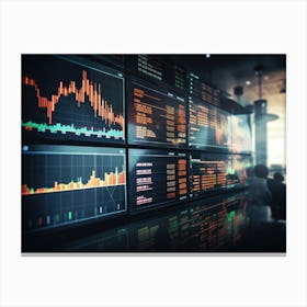 Stock Market Monitors Canvas Print