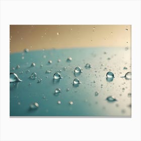 Close Up Of Water Drops On A Blue Surface Canvas Print