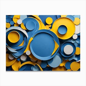 Blue And Yellow Circles 2 Canvas Print