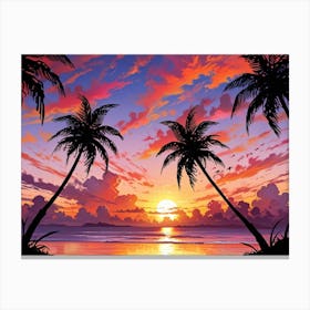 Sunset Palm Trees 13 Canvas Print