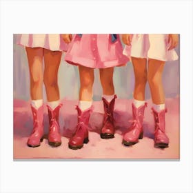 Three Girls In Pink Boots 1 Canvas Print