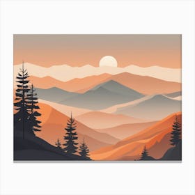 Misty mountains horizontal background in orange tone 81 Canvas Print