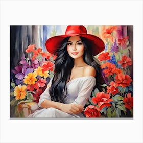 Girl Among Flowers 8 Canvas Print