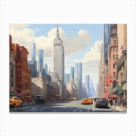 New York Drawing Watercolor 2 Canvas Print