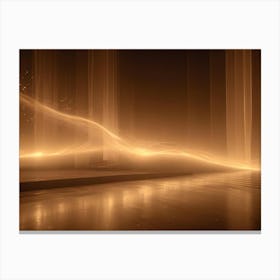 Abstract Background With A Glowing Golden Wave And Vertical Light Streaks, Creating A Futuristic, Ethereal Atmosphere Canvas Print