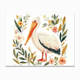 Little Floral Pelican 1 Canvas Print