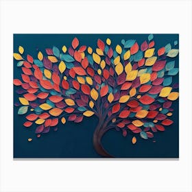 Tree With Vibrant Leaves Hanging Branches Illustration Canvas Print