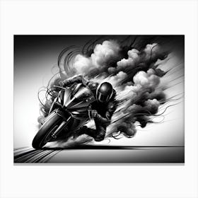 Black And White Motorcycle Art Canvas Print