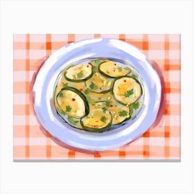 A Plate Of Zucchini, Top View Food Illustration, Landscape 3 Canvas Print