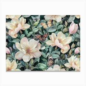 Magnolias And Butterflies Canvas Print