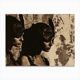 Two Women With Feathers Canvas Print