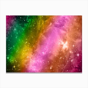 Magenta, Green, Yellow Galaxy Space Background Canvas Print